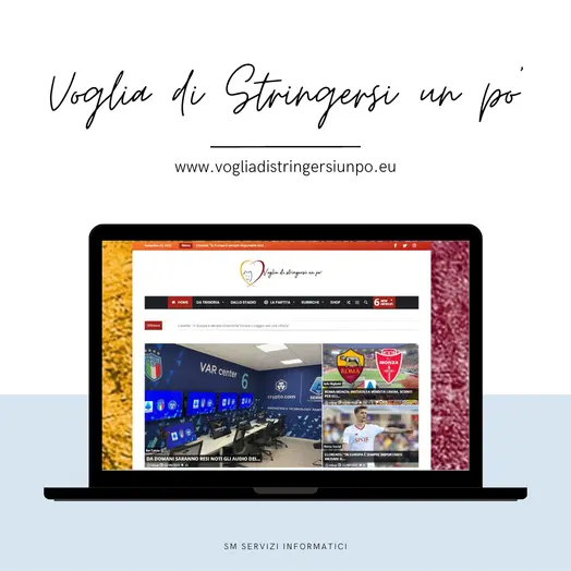 Immagine di anteprima del sito www.vogliadistringersiunpo.eu visualizzata all'interno di un notebook stilizzato